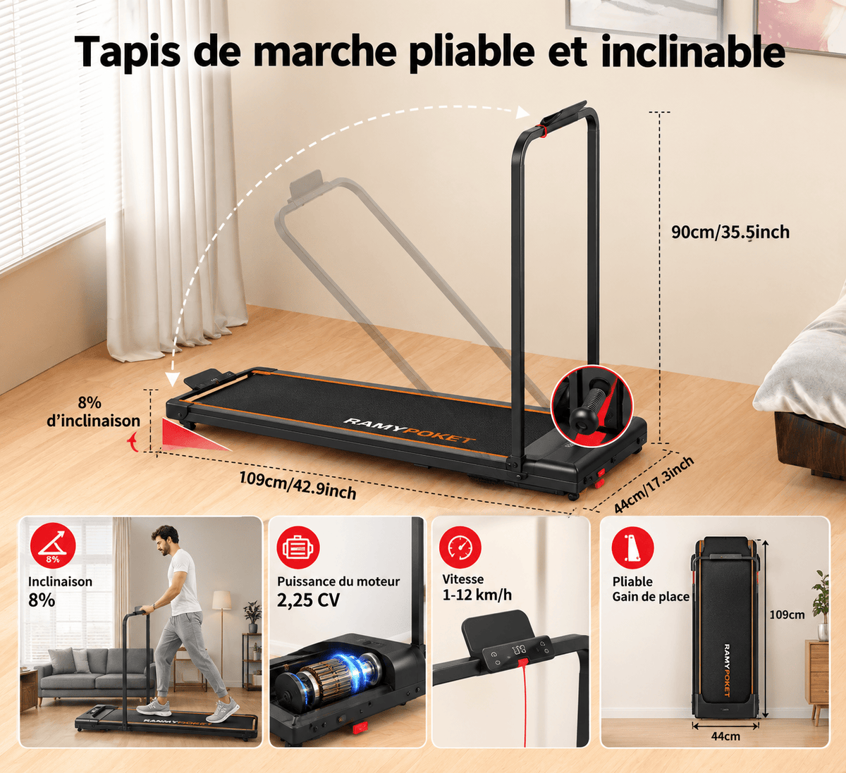 Tapis de marche pliable Bien être