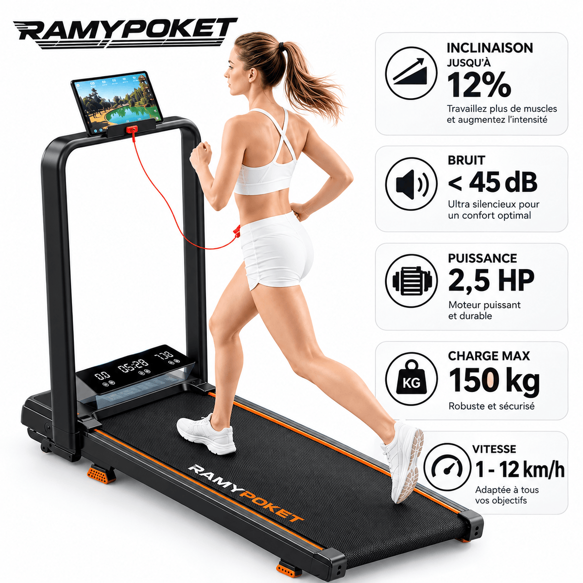 Tapis de course inclinable Altitude - 15 % - 12 km/h