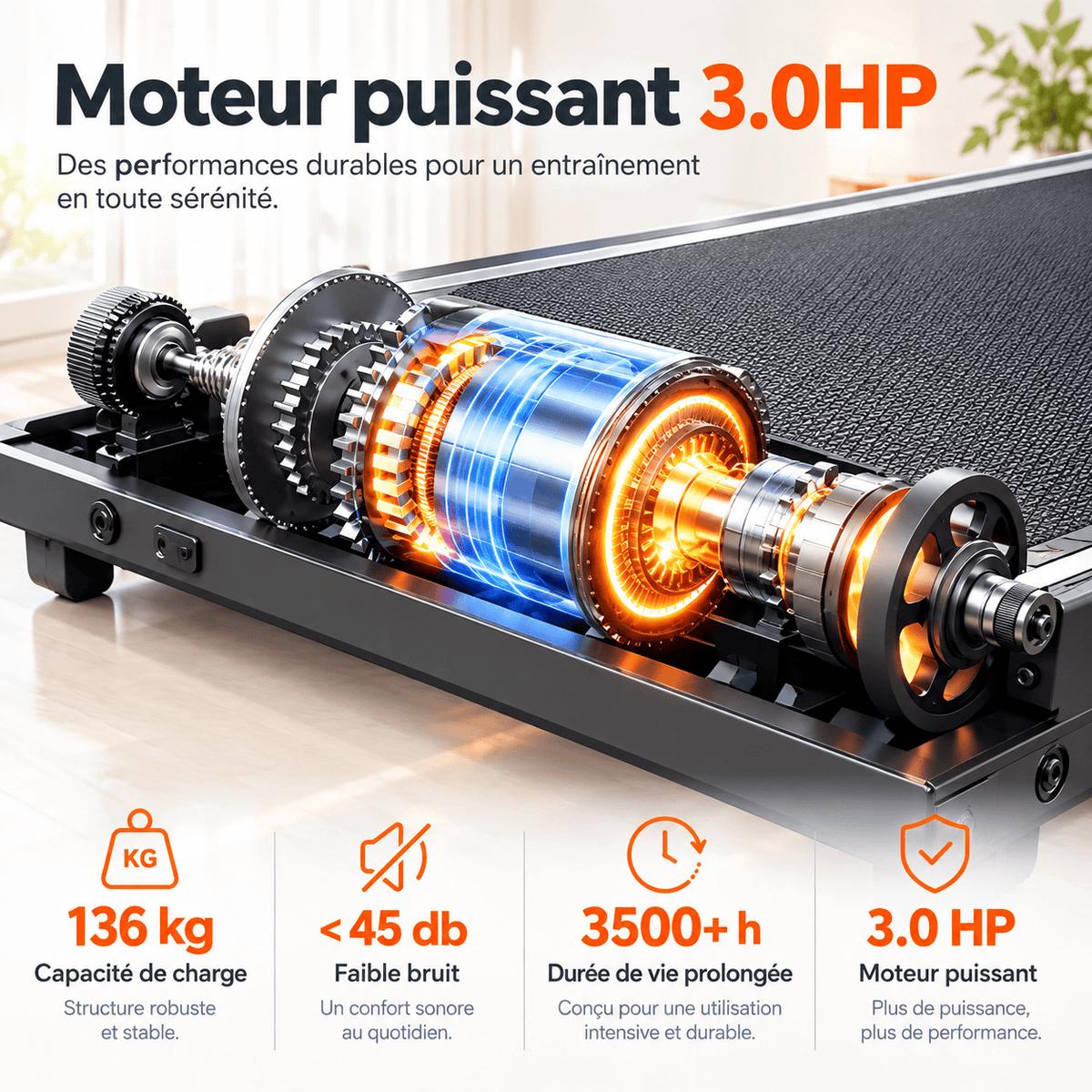 Tapis de course pliable impulsion 15 % – 3,0 HP | StrideWalk
